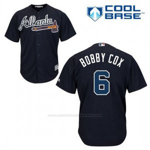Camiseta Beisbol Hombre Atlanta Braves 6 Bobby Cox Azul Alterno Cool Base