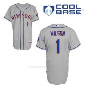 Camiseta Beisbol Hombre New York Mets Mookie Wilson 1 Gris Cool Base