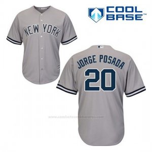 Camiseta Beisbol Hombre New York Yankees Jorge Posada 20 Gris Cool Base