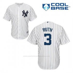 Camiseta Beisbol Hombre New York Yankees Babe Ruth 3 Blanco 1ª Cool Base