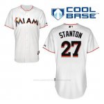 Camiseta Beisbol Hombre Miami Marlins Giancarlo Stanton 27 Blanco 1ª Cool Base