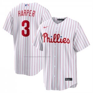 Camiseta Beisbol Hombre Philadelphia Phillies Bryce Harper Primera Replica Blanco1 Camiseta Beisbol Hombre Philadelphia Phillies Bryce Harper Primera Replica Blanco1