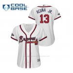 Camiseta Beisbol Mujer Atlanta Braves Ronald Acuna Jr. 2019 Postseason Cool Base Blanco