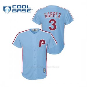 Camiseta Beisbol Nino Philadelphia Phillies Bryce Harper Cool Base Majestic Azul Luminoso