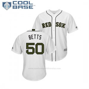 Camiseta Beisbol Hombre Boston Red Sox Mookie Betts 2018 Dia de los Caidos Cool Base Blanco