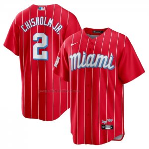 Camiseta Beisbol Hombre Miami Marlins Jazz Chisholm Jr. City Connect Replica Red