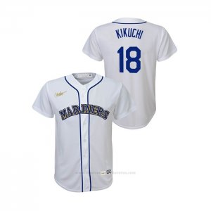 Camiseta Beisbol Nino Seattle Mariners Yusei Kikuchi Cooperstown Collection Primera Blanco