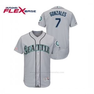 Camiseta Beisbol Hombre Seattle Mariners Marco Gonzales 150th Aniversario Patch Autentico Flex Base Gris