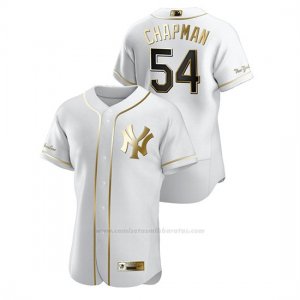 Camiseta Beisbol Hombre New York Yankees Aroldis Chapman Golden Edition Autentico Blanco