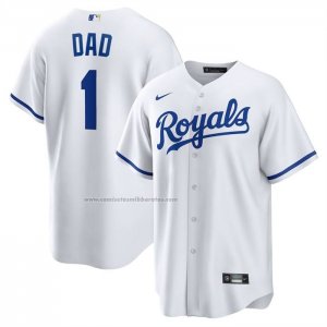 Camiseta Beisbol Hombre Kansas City Royals NO 1 Dad Primera Replica Blanco