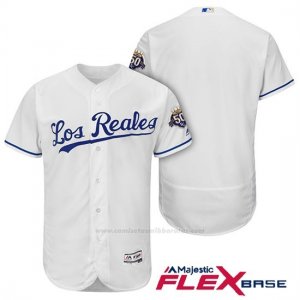 Camiseta Beisbol Hombre Kansas City Royals Blanco 50th Season Spanish Flex Base