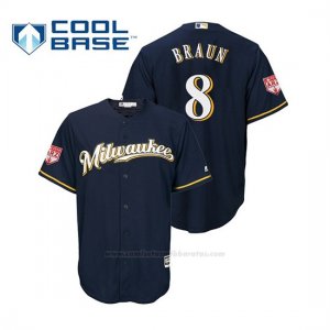 Camiseta Beisbol Hombre Milwaukee Brewers Ryan Braun Cool Base Entrenamiento de Primavera 2019 Azul