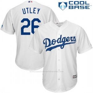 Camiseta Beisbol Hombre Los Angeles Dodgers Blanco Chase Utley Cool Base Jugador