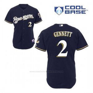 Camiseta Beisbol Hombre Milwaukee Brewers Scooter Gennett 2 Azul Azul Alterno Cool Base