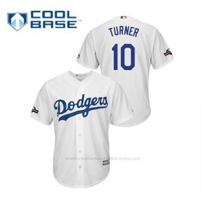 Camiseta Beisbol Hombre Los Angeles Dodgers Justin Turner 2019 Postseason Cool Base Blanco