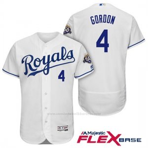 Camiseta Beisbol Hombre Kansas City Royals Alex Gordon Blanco 50th Season Flex Base