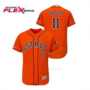 Camiseta Beisbol Hombre Houston Astros Evan Gattis 150th Aniversario Patch Flex Base Naranja