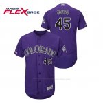 Camiseta Beisbol Hombre Colorado Rockies Scott Oberg 150th Aniversario Patch Flex Base Violeta