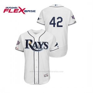 Camiseta Beisbol Hombre Tampa Bay Rays 2019 Jackie Robinson Day Flex Base Blanco