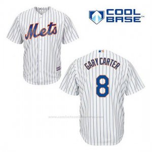 Camiseta Beisbol Hombre New York Mets Gary Carter 8 Blanco 1ª Cool Base
