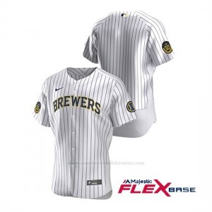 Camiseta Beisbol Hombre Milwaukee Brewers Autentico 2020 Primera Blanco