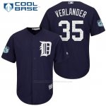 Camiseta Beisbol Hombre Detroit Tigers Justin Verlander 35 Azul 2017 Entrenamiento de Primavera Cool Base Jugador