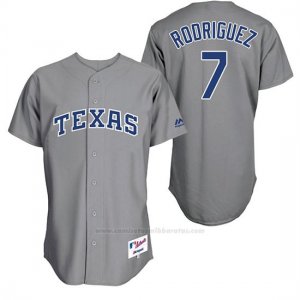 Camiseta Beisbol Hombre Texas Rangers 7 Pudge Rodriguez Gris Turn Back The Clock