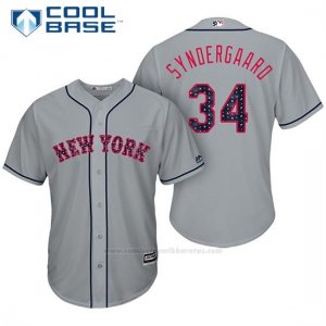 Camiseta Beisbol Hombre New York Mets 2017 Estrellas y Rayas Noah Syndergaard Gris Cool Base