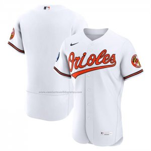 Camiseta Beisbol Hombre Baltimore Orioles Primera Sponsor Patch Autentico Blanco