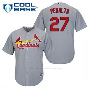 Camiseta Beisbol Hombre St. Louis Cardinals Jhonny Peralta 27 Gris Cool Base