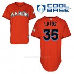 Camiseta Beisbol Hombre Miami Marlins Mat Latos 35 Naranja Alterno Cool Base