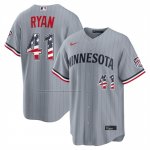 Camiseta Beisbol Hombre Minnesota Twins Joe Ryan 4 de Julio USA 250 Stadium Gris Camiseta Beisbol Hombre Minnesota Twins Joe Ryan 4 de Julio USA 250 Stadium Gris