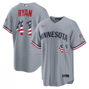 Camiseta Beisbol Hombre Minnesota Twins Joe Ryan 4 de Julio USA 250 Stadium Gris