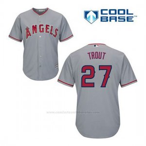 Camiseta Beisbol Hombre Los Angeles Angels Mike Trout 27 Gris Cool Base