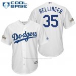 Camiseta Beisbol Hombre Los Angeles Dodgers 2017 Postemporada Cody Bellinger Blanco Cool Base