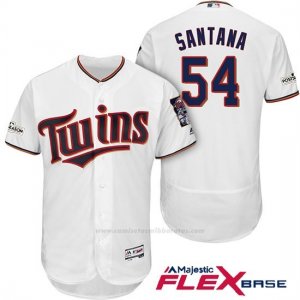 Camiseta Beisbol Hombre Minnesota Twins 2017 Postemporada Ervin Santana Blanco Flex Base