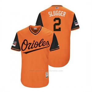 Camiseta Beisbol Hombre Baltimore Orioles Danny Valencia 2018 Llws Players Weekend Slugger Orange
