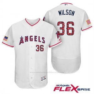 Camiseta Beisbol Hombre Los Angeles Angels 2017 Estrellas y Rayas C.j. Wilson Blanco Flex Base