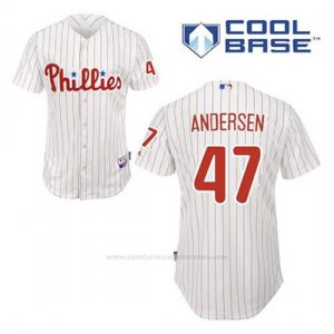 Camiseta Beisbol Hombre Philadelphia Phillies Larry Andersen 47 Blanco 1ª Cool Base