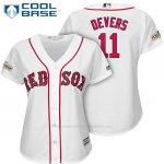 Camiseta Beisbol Mujer Boston Red Sox 2017 Postemporada 11 Rafael Devers Blanco Cool Base