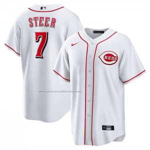 Camiseta Beisbol Hombre Cincinnati Reds Spencer Steer Primera Replica Blanco