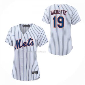 Camiseta Beisbol Mujer New York Mets Bo Bichette Primera Replica Blanco Camiseta Beisbol Mujer New York Mets Bo Bichette Primera Replica Blanco