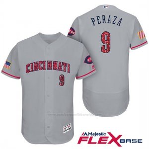 Camiseta Beisbol Hombre Cincinnati Reds 2017 Estrellas Y Rayas 9 Jose Peraza Gris Flex Base