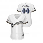 Camiseta Beisbol Mujer Milwaukee Brewers Personalizada 2019 Postseason Cool Base Blanco