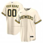 Camiseta Beisbol Hombre Milwaukee Brewers Primera Replica Personalizada Crema1 Camiseta Beisbol Hombre Milwaukee Brewers Primera Replica Personalizada Crema1