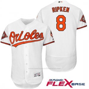 Camiseta Beisbol Hombre Baltimore Orioles 8 Cal Ripken Blanco 2017 Flex Base