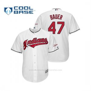 Camiseta Beisbol Hombre Cleveland Indians Trevor Bauer 2019 All Star Game Patch Cool Base Blanco