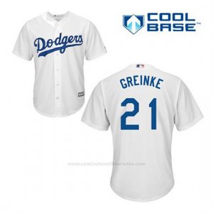 Camiseta Beisbol Hombre Los Angeles Dodgers Zack Greinke 21 Blanco 1ª Cool Base