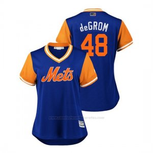 Camiseta Beisbol Mujer New York Mets Jacob Degrom 2018 Llws Players Weekend Degrom Royal