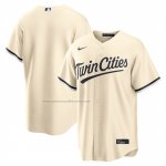 Camiseta Beisbol Hombre Minnesota Twins Alterno Replica Crema Camiseta Beisbol Hombre Minnesota Twins Alterno Replica Crema